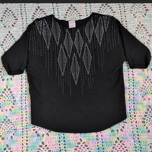 Elegant Black Top with Silver Accents